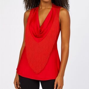 Boston Proper Fringe Cowl Marilyn Red Hot Rio NWT  Top Sz 4
